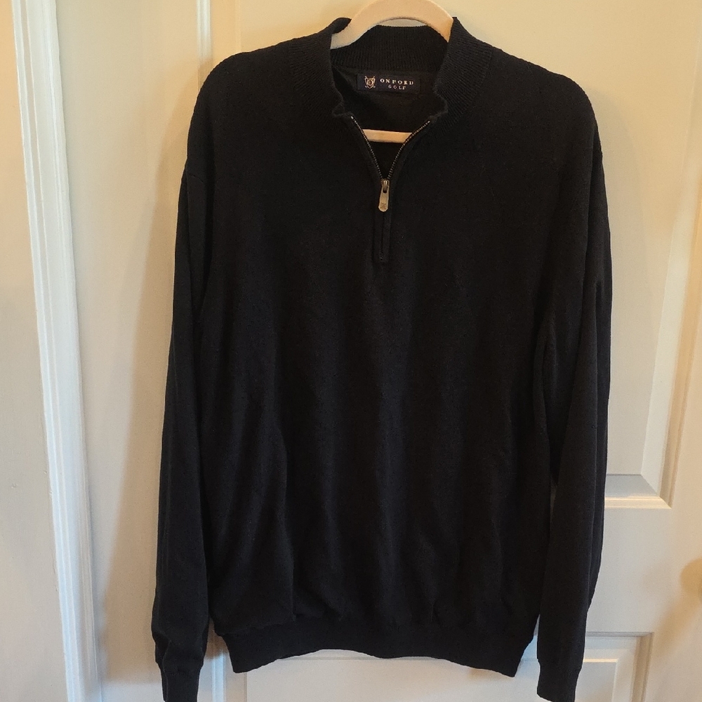 OXFORD GOLF Black Argyle‎ Quarter-Zip Men's Pullover Sweater Size XXL